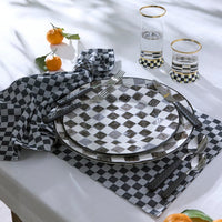 Black Check Dinner Plate