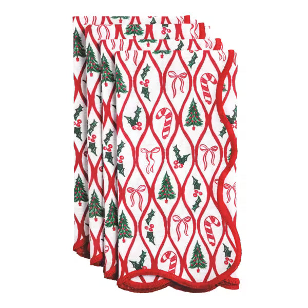 Christmas Pattern Scallop Napkin Set