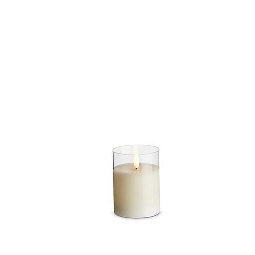 3" X 4" Clear Glass Ivory Pillar Candle