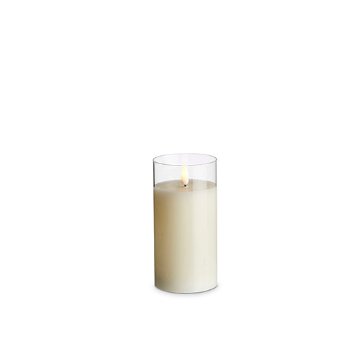 3" X 6" CLEAR GLASS IVORY PILLAR CANDLE