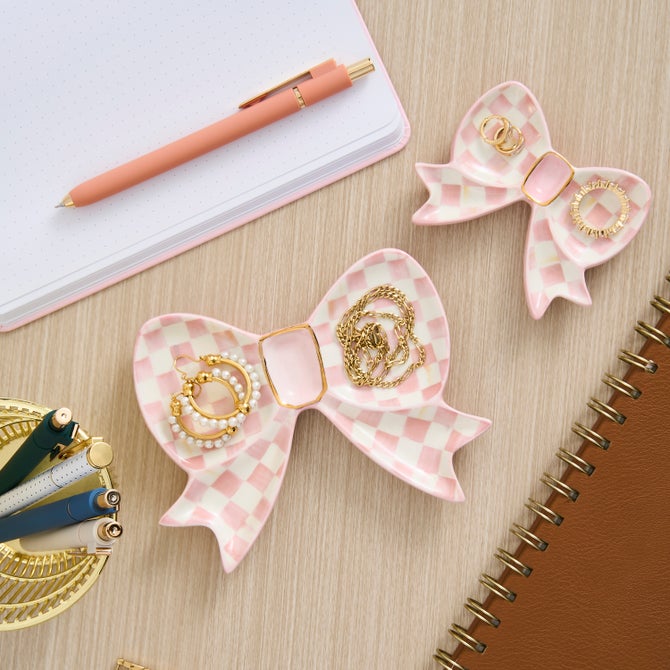 Rosy Bow Trinket Dishes, Set Of 2