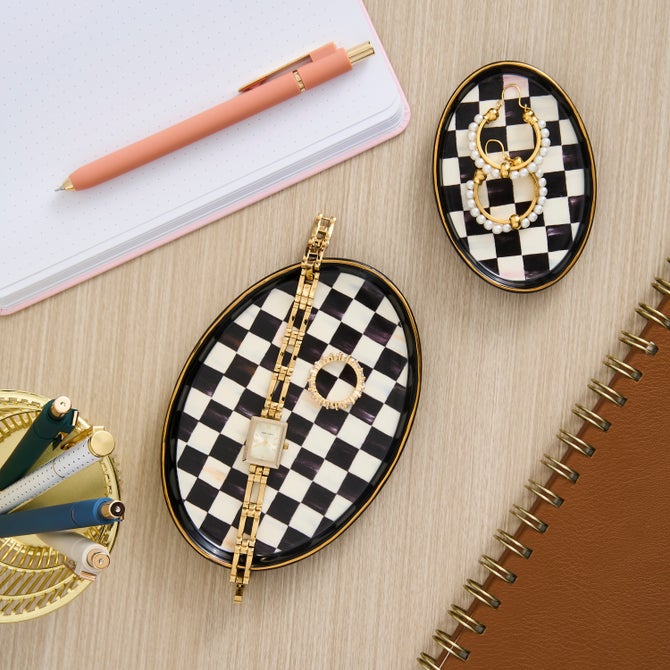 Courtly Check Oval Trinket Dishes, Set Of 2