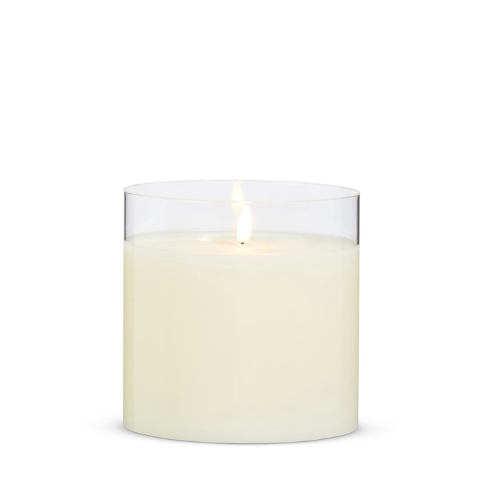 6" X 6" CLEAR GLASS IVORY PILLAR CANDLE
