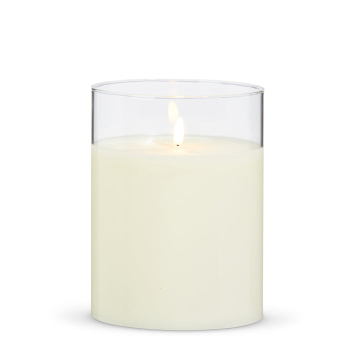 6" X 8" CLEAR GLASS IVORY PILLAR CANDLE