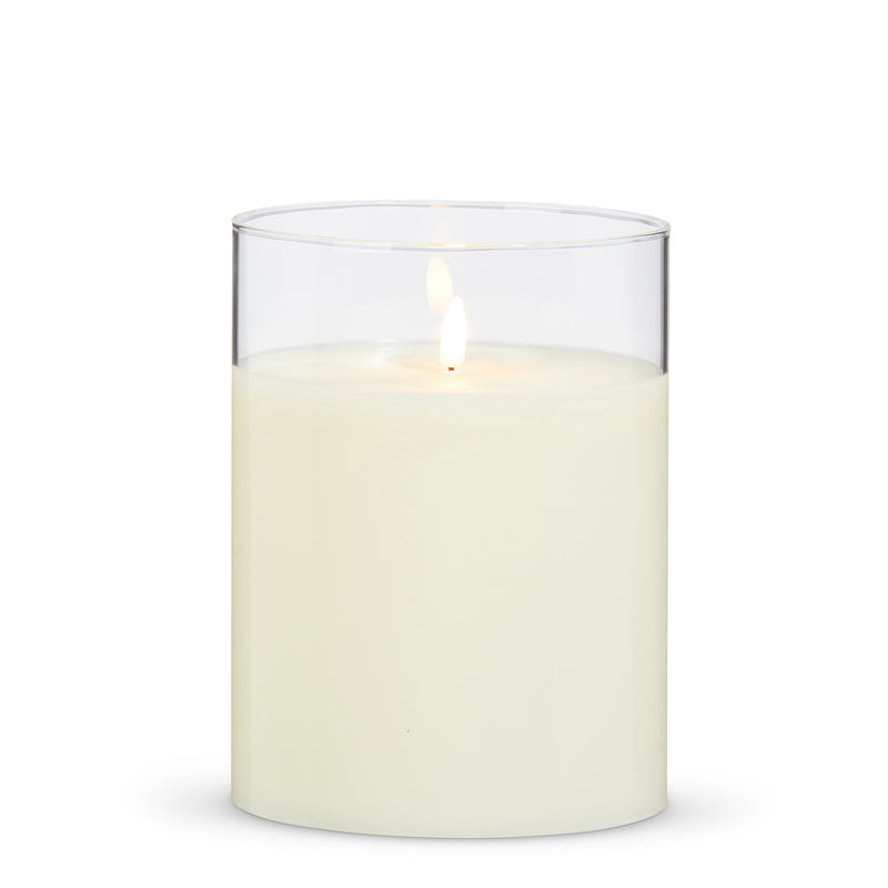 6" X 8" CLEAR GLASS IVORY PILLAR CANDLE