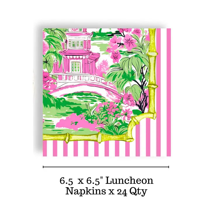 Chinoiserie Gingham Pink Napkins