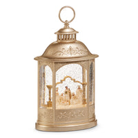 11" Nativity Lighted Champagne Water Lantern