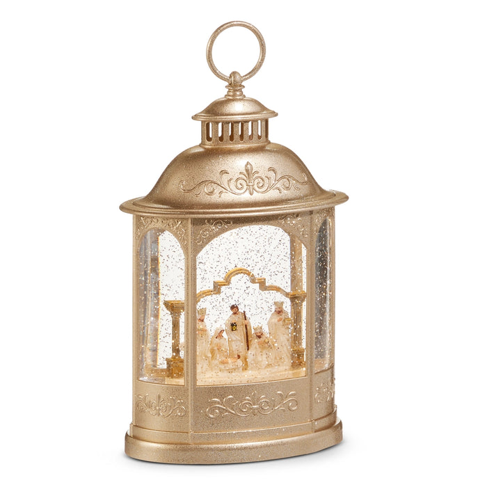 11" Nativity Lighted Champagne Water Lantern