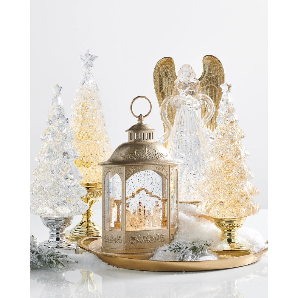 11" Nativity Lighted Champagne Water Lantern