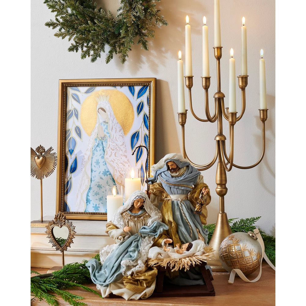 15" Blue and Gold Holy Family
