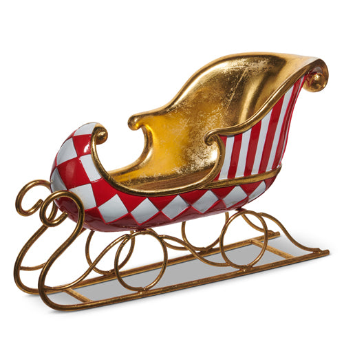 14.5" RED, GOLD AND WHITE PATTERNED SLEIGH