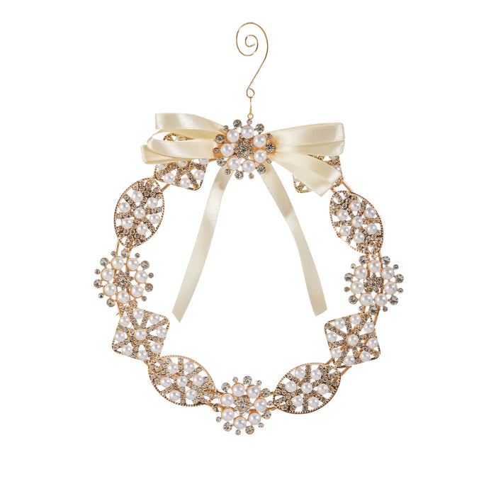 8" Pearl Brooch Wreath Ornament