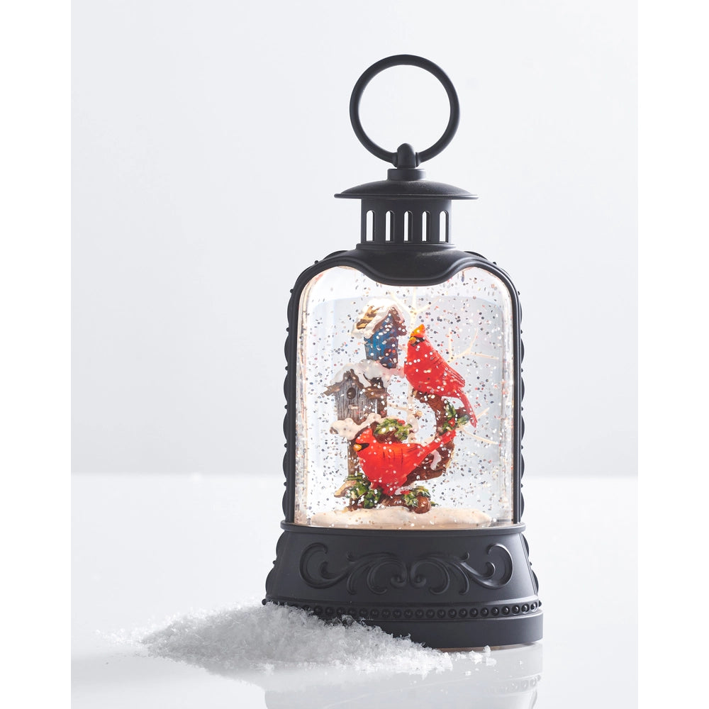 8" Cardinal and Birdhouse Lighted Water Lantern