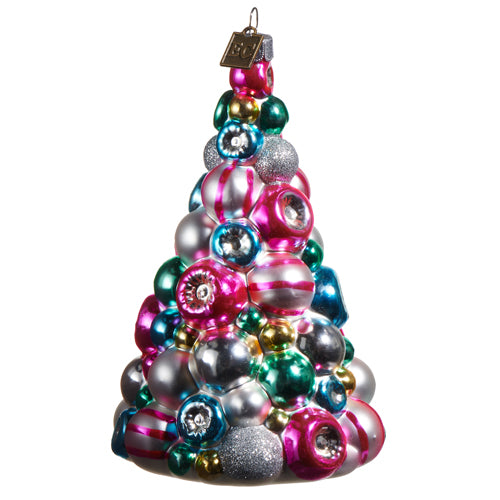5.5" MULTICOLORED REFLECTOR TREE ORNAMENT
