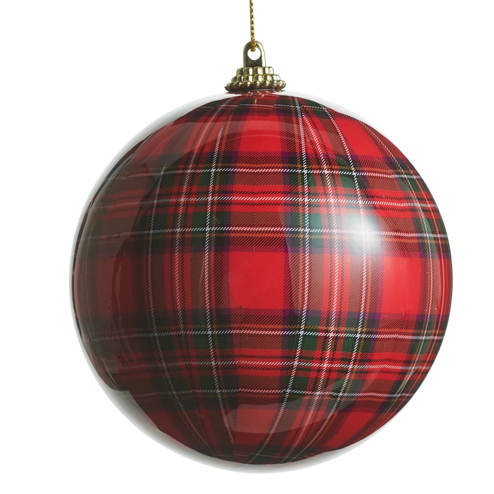 Red Plaid Ball Ornament