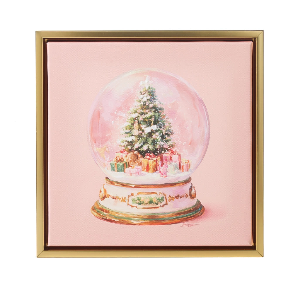 9.5" Pink Snow Globe Wall Art