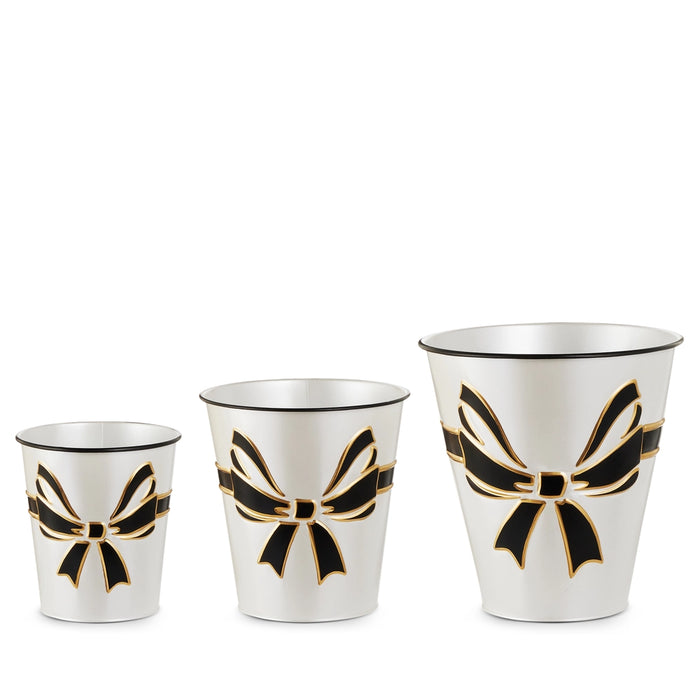 10.75" Embossed Black Bow Buckets Decor