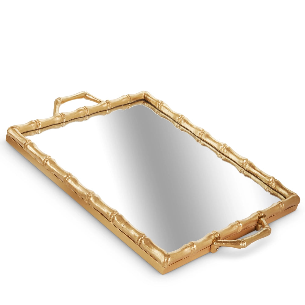 20" Gold Bamboo Mirror Tray