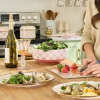 Pink Check Serving Bowl