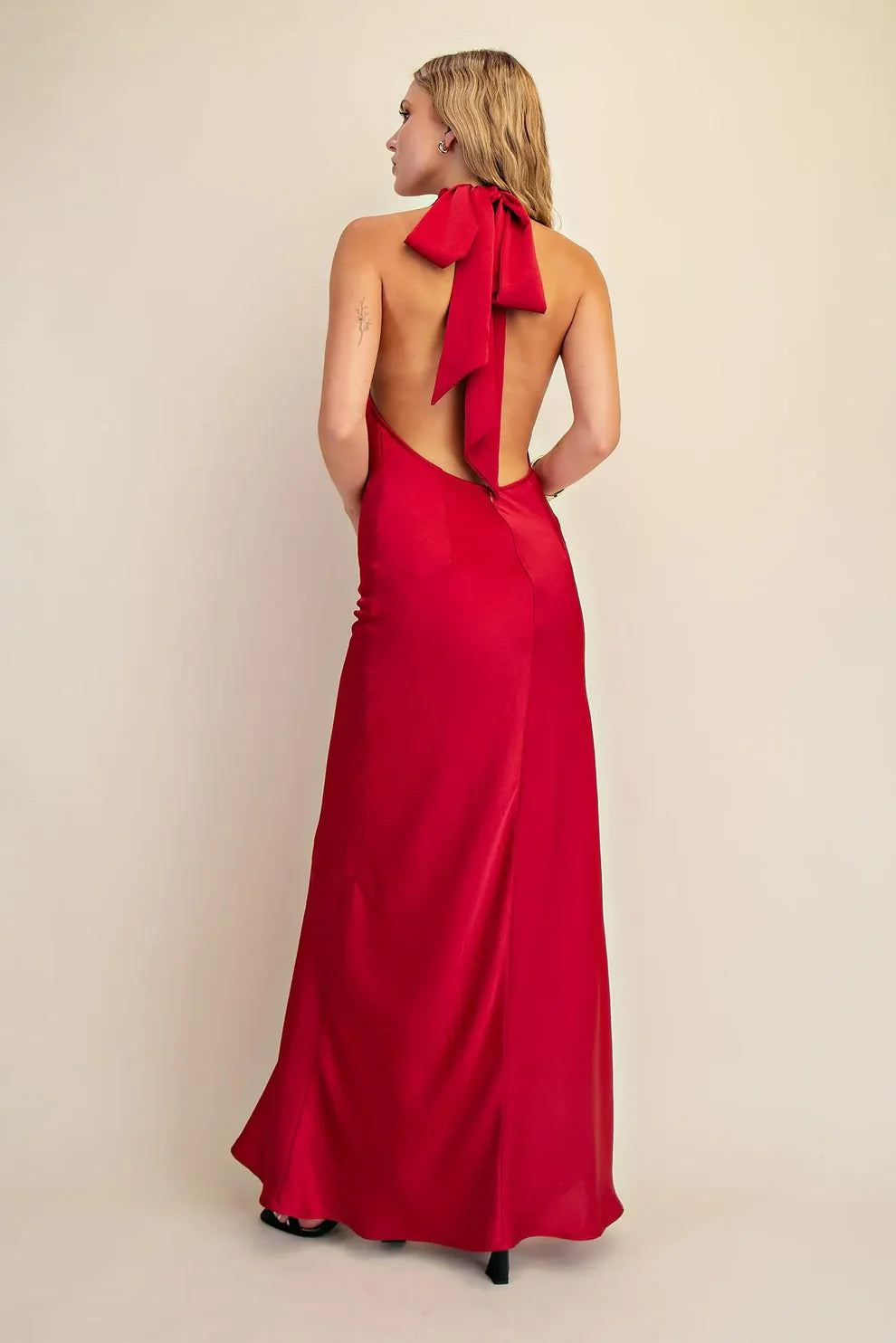 Scarf Effect Open Back Drape Dress