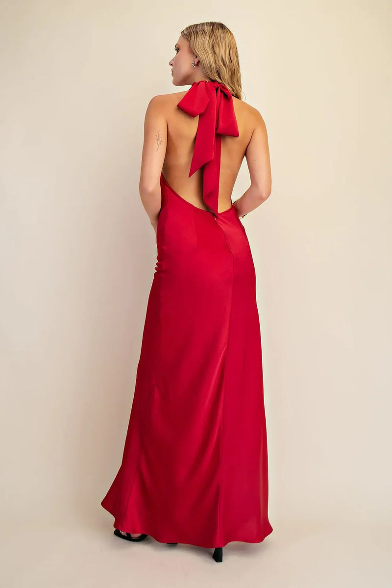 Scarf Effect Open Back Drape Dress