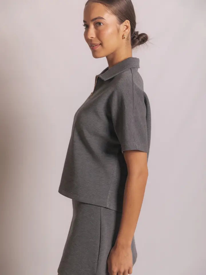 Butter Modal Short Sleeve Quarter Zip Top