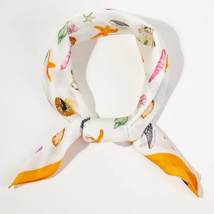 Ocean Hour Yellow Square Satin Scarf