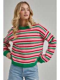 Cozy Holiday Christmas Striped Sweater