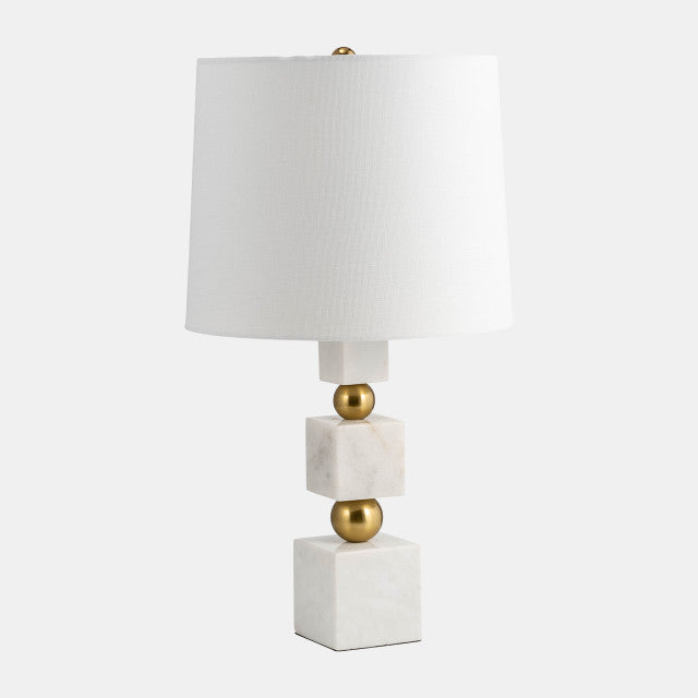 Marble 24" Cubes and Orbs Lamp, WHT/GLD