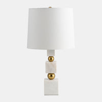 Marble 24" Cubes and Orbs Lamp, WHT/GLD