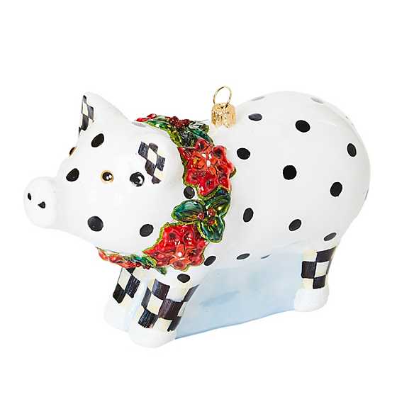 Cozy Christmas Pig Glass Ornament