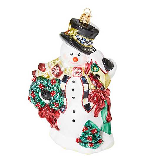 Cozy Christmas Snowman Glass Ornament