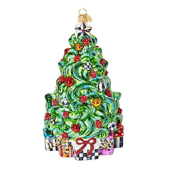 Classic Courtly Christmas Tree Glass Ornament