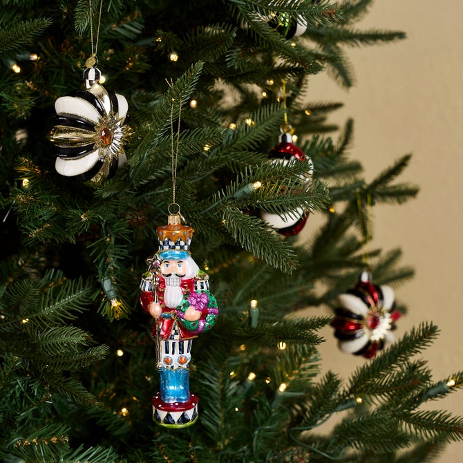 Confetti Christmas Nutcracker Glass Ornament