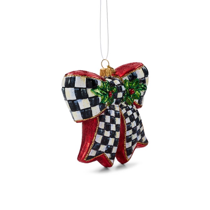 Courtly Check Holly Bow Ornament