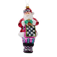 Shopper Santa Glass Ornament