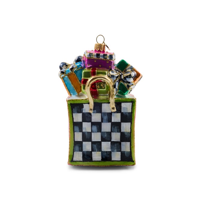 Confetti Shopping Bag Glass Ornament