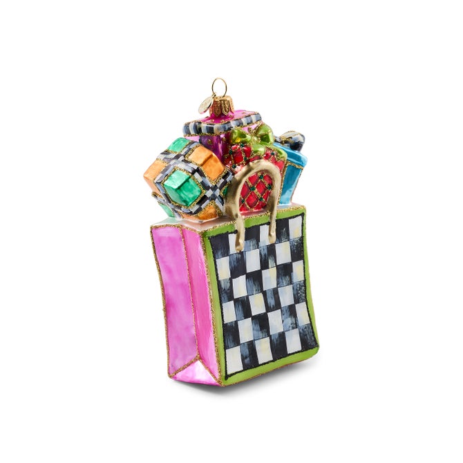 Confetti Shopping Bag Glass Ornament