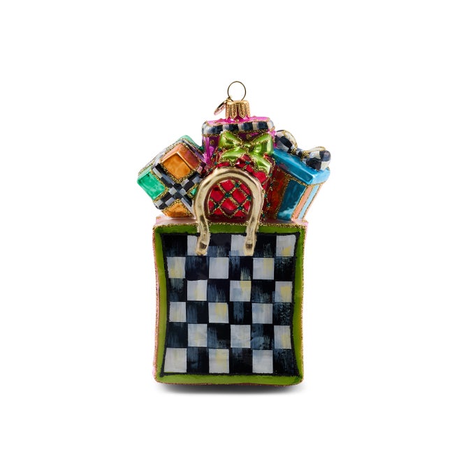 Confetti Shopping Bag Glass Ornament