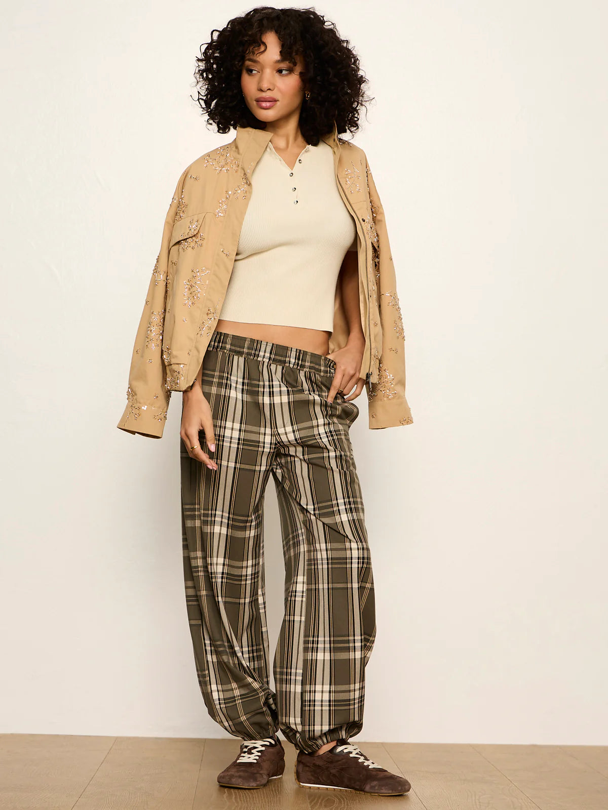 Micro Balloon Pant Linden Plaid