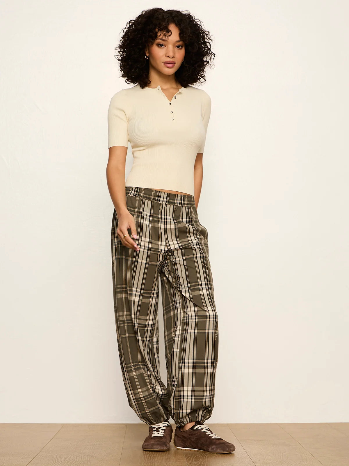 Micro Balloon Pant Linden Plaid