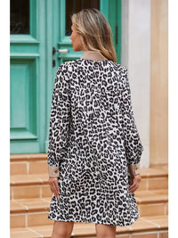 Leopard Collar Patchwork Button Dress