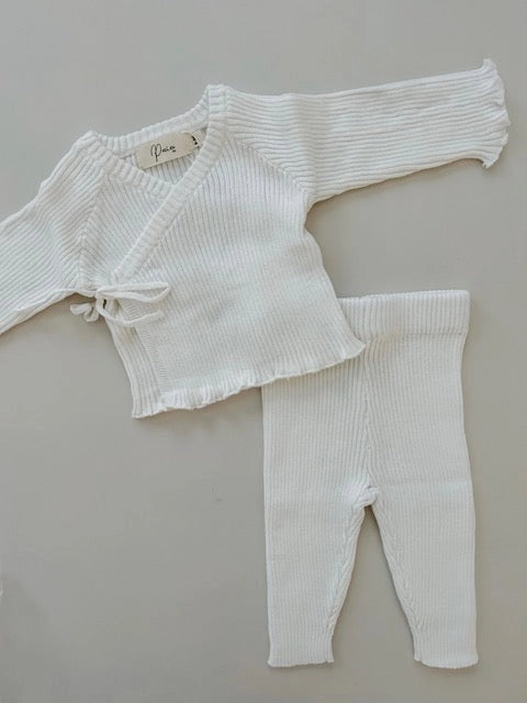 Ribbed Kimono Set | Milk   0-3 Mos.