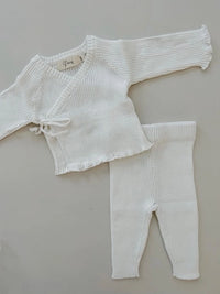 Ribbed Kimono Set | Milk   0-3 Mos.
