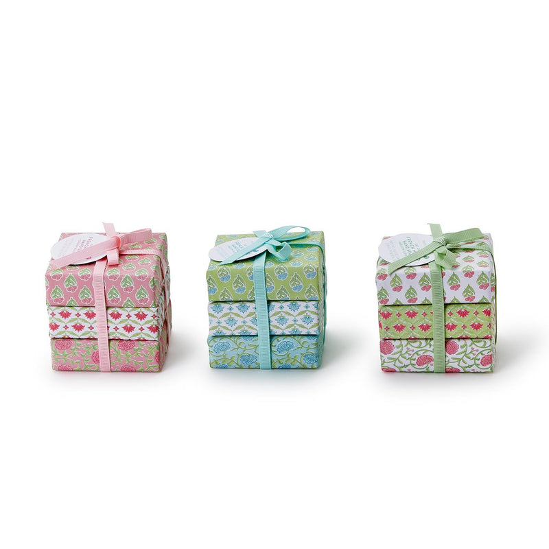 S/3 Floral Block Print Wrapped Soap A/3 Colors