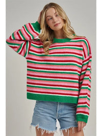 Cozy Holiday Christmas Striped Sweater