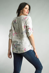 Floral Print Linen Top