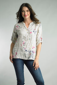 Floral Print Linen Top