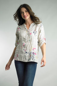 Floral Print Linen Top