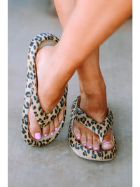 Leopard Print Thick Sole Flip Flops